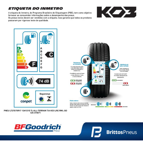 Pneu Bfgoodrich Aro 17 All Terrain Ko3 275/70 R17 124/121s M