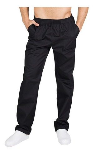 Pantalon Para Chef Unisex Negro Con Resorte Bolsillos T. Xl Diseño de la tela Español