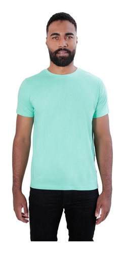 Imagem 1 de 6 de Camiseta Básica Gola Redonda Lisa Verde Xangai