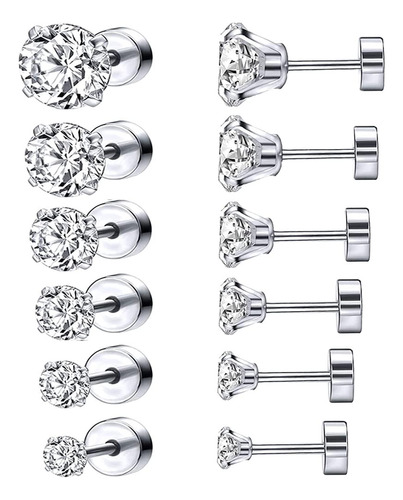 Aretes Acero Quirurgico, Paquete De 6 Pares Aretes De