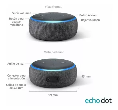 Echo Dot 3rd Gen con asistente virtual Alexa carbón 110V/240V