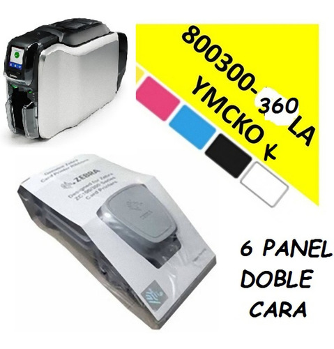 Cinta Impresora Carnet  Zebra Zc300/zc100 6 Panel Color 200 