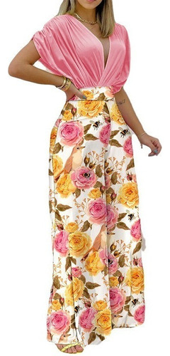 Conjunto Crop Top Y Pantalón Mujer Moda Estampado Floral