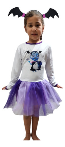 Vestido Disfraz Vampirina Blanco O Negro Tutu Manga Larga