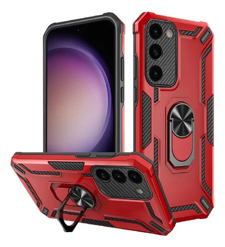 Funda Para Zte A71 Robot + Ring Metálico Rojo