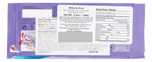 Chocolate Milka Oreo Chocolate 100g