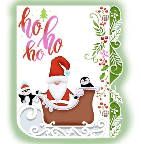 Stencil De Natal Litoarte 20x25cm Strn-018 Papai Noel No Tre