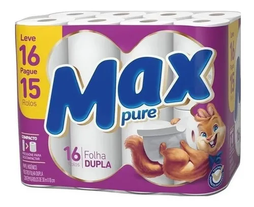comprar Max Pure papel higiênico folha dupla 30m 16 Und