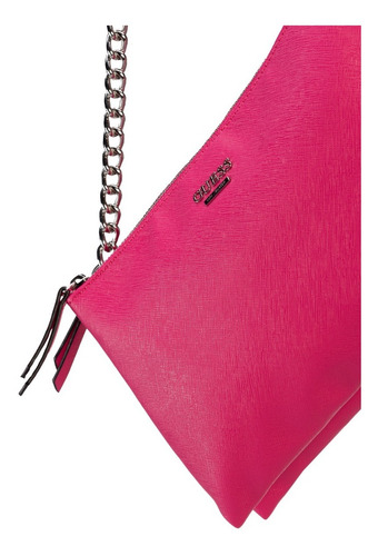 Imagen 5 de 7 de Bolsa Guess Kalei Mini Dbl Zip Crossbody En Color Fucsia