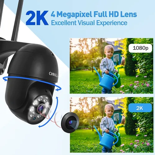 Cámara De Seguridad Ptz Para Exteriores, 2k 4mp Con Vi...