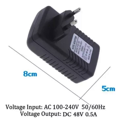 Inyector Poe 48v 0,5a 24w Enchufe De Pared Lan 10/100mbps