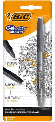 Boligrafo Bic Gel-ocity Borrable Negro