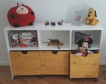 Comprar Organizador Guarda Juguetes Con 3 Cubos. Juguetero Y Repisa