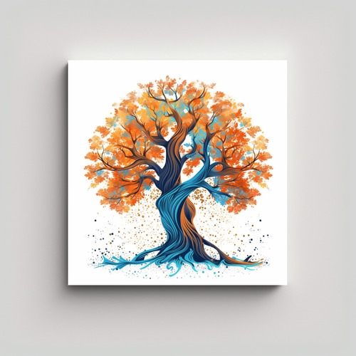 50x50cm Cuadro Vintage Árbol De Roble Sin Fondo En Lienzo, 