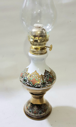 Lámpara De Aceite Retro De 44 Cm. Base Porcelana,usable (Usado)
