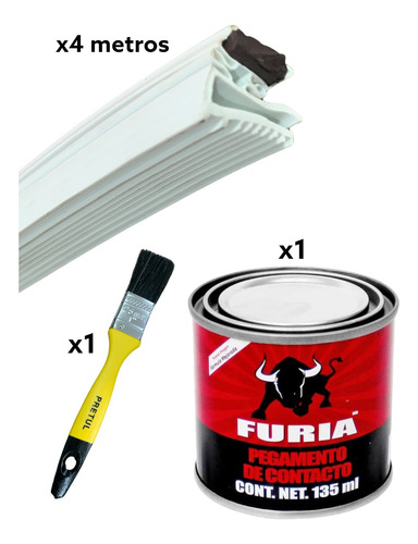 Imagen 2 de 10 de Kit 4m Empaque Refrig. Ceja Larga C/iman 9.4 Adhesivo Brocha