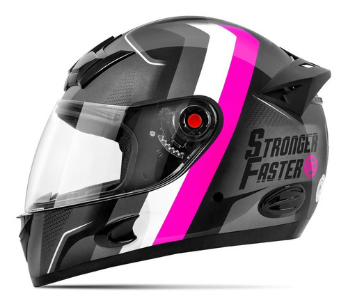 Capacete Para Moto Integral Etceter Stronger Faster Cor Cinza/Rosa Tamanho do capacete 60