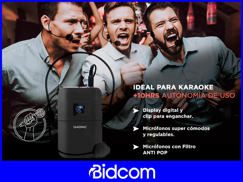 Imagen 5 de 6 de Microfono Vhf Inalambrico Profesional Karaoke Vincha 2 Canal Color Negro