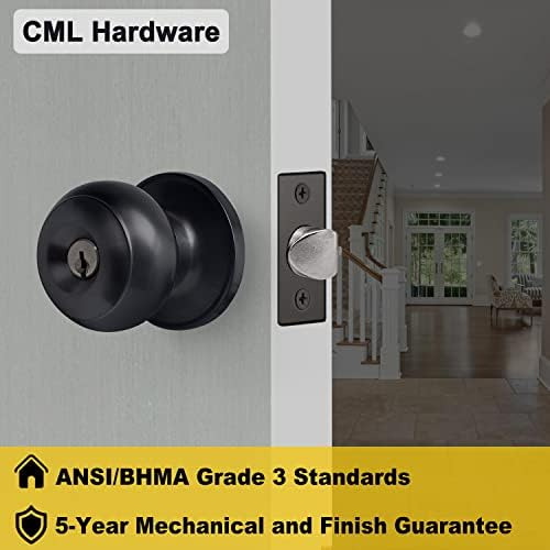Cml Hardware Perilla De Puerta De Entrada Con Llave Negra Ma
