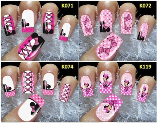 384 Películas Para Unhas 32 Cartelas Adesivos Mickey Minnie