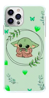 Capa De Celular Baby Yoda Fundo Verde Corações Capinha