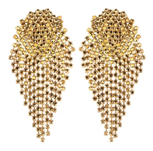 Aretes Largos Glam S Cristal Plateado O Dorado Envío Gratis