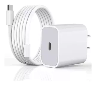 Combo Cargador 20w + Cable Usb C Carga Rápida Para iPhone Color Blanco