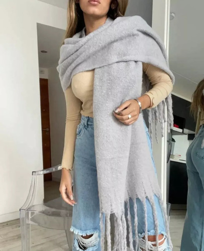 Bufandones Lisos Bufandas Nube Importadas - Mujer Gris U