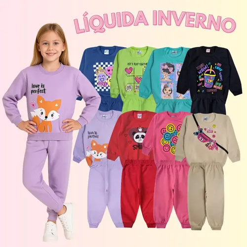 Kit ​6 Peças Moletom ​Peluciado Infantil Menina Inverno Frio