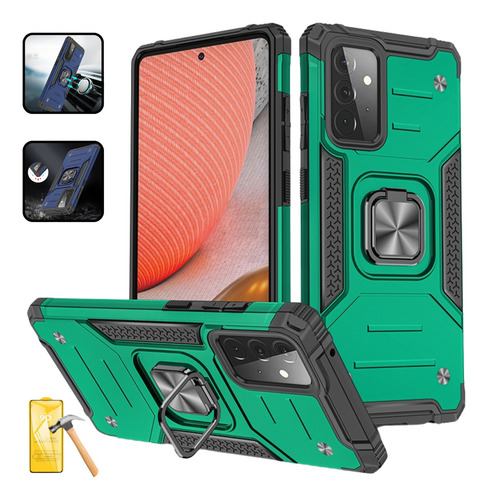 Funda Para Galaxy A72 Con Mica Varios Modelos Antigolpes Verde Shockcolor
