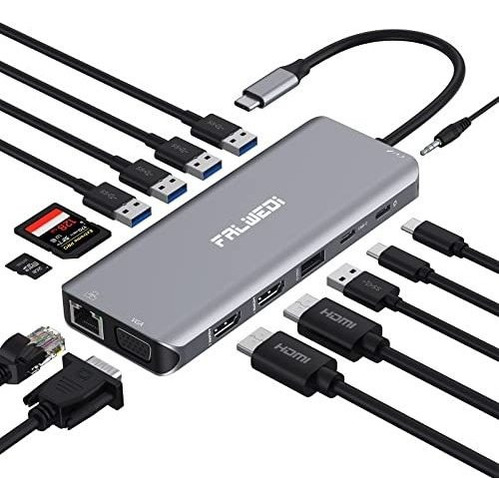 Estacion De Acoplamiento Usb C Para Pc O Portatil, 14 En 1