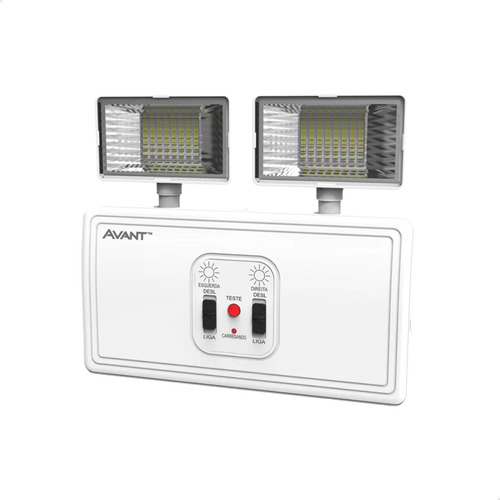 Luminária Emergência Bloco 12w 2200 Lúmens 2 Faróis 127/220V Cor Branco 127/220V