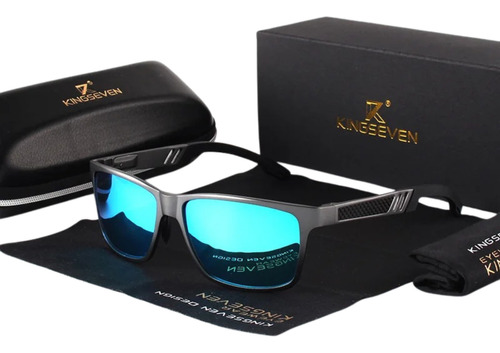 Óculos De Sol Kingseven Masculino Esportivo Polarizado Cor Cinza E Azul
