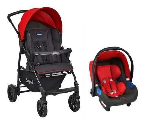 Carrinho de bebê de paseio Burigotto Ecco travel system cz vermelho com chassi de cor preto
