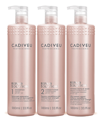 Kit Cadiveu Repair Solution Shampoo Condicionador E Máscara