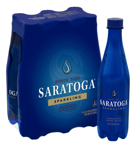 Botella De Agua Mineral Con Gas Saratoga, Pet, 6 Unidades