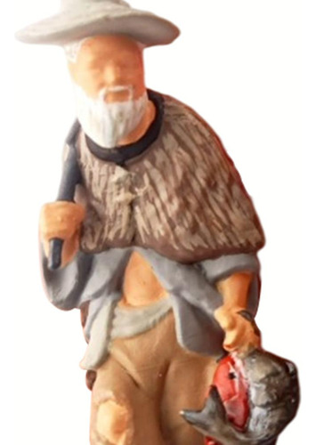Miniatura 1/87 Pintado Chinês Figuras Homem Pescador Cinza