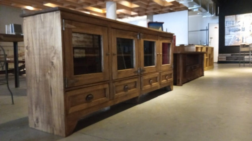 Imagen 6 de 10 de Vajillero Bajo De Madera Vitrina Modular Cajonera Vintage