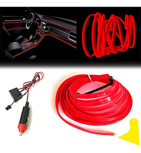 Kalakila Red El Wire, 3m/9.8ft Neon Tubes Lights Kits Dc 12v