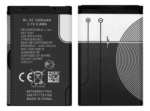 Wuhao Paquete De 2 Baterias Recargables Bl-5c 1020mah Capaci