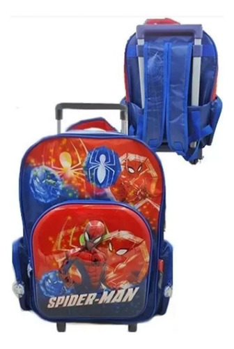 Mochila 3d Con Carro Spiderman Hombre Araña 16 P Wabro