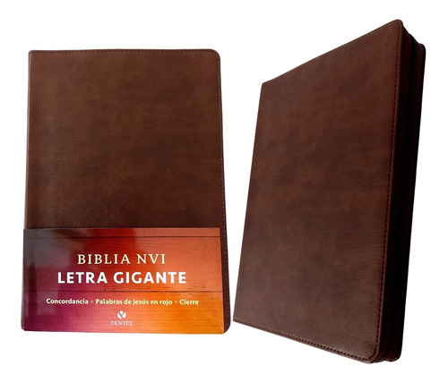 Biblia Nvi Letra Gigante - Imitación Piel Con Cierre Marrón
