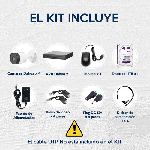 Imagen 3 de 10 de Kit Seguridad Dahua Cctv Dvr 4ch Fullhd + 4 Camara 5mp +1tb