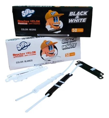 comprar Pack X 2 Cajas De Broches Velox Sifap X 50 Black & White Color Blanco Y Negro