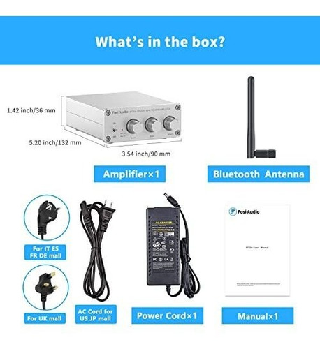 Bt20a Amplificador Bluetooth 5.0 Receptor Audio Estereo