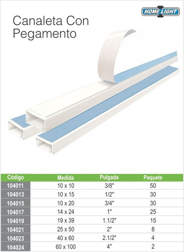 Canaleta 60 X 100 (2)pvc Con Pegamento 2m  Home Light 