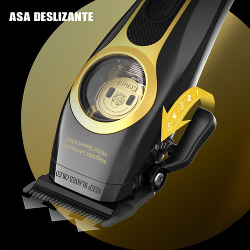 Kemei 2373 Máquina Para Cortar Cabello Con Motor Vectorial Color Negro/dorado