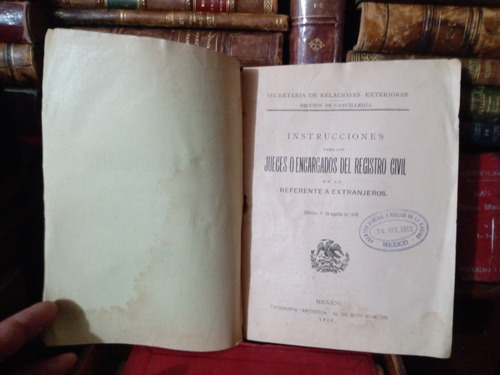 Instrucciones Jueces Registro Civil Extranjeros 1910 (Usado)