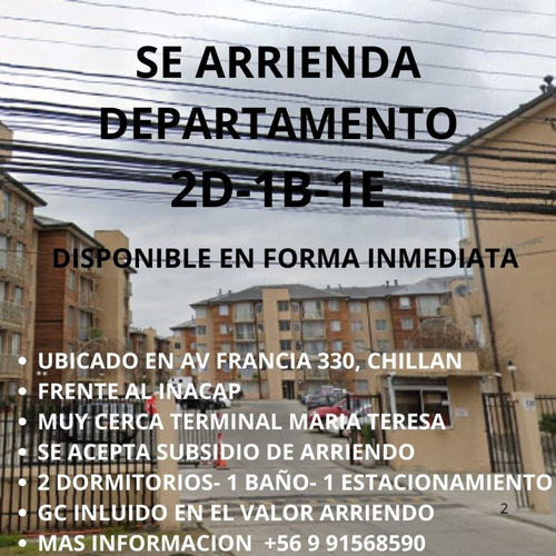 Se Arrienda Depto 2d-1b-1e, Av. Francia 330, Gc Incluido