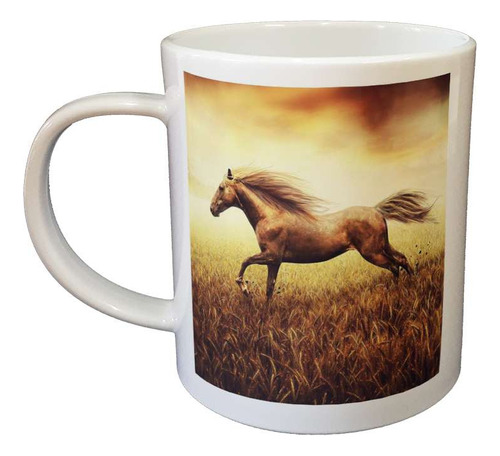 Taza De Plastico Animal Caballo Corriendo Atardecer Paisaje